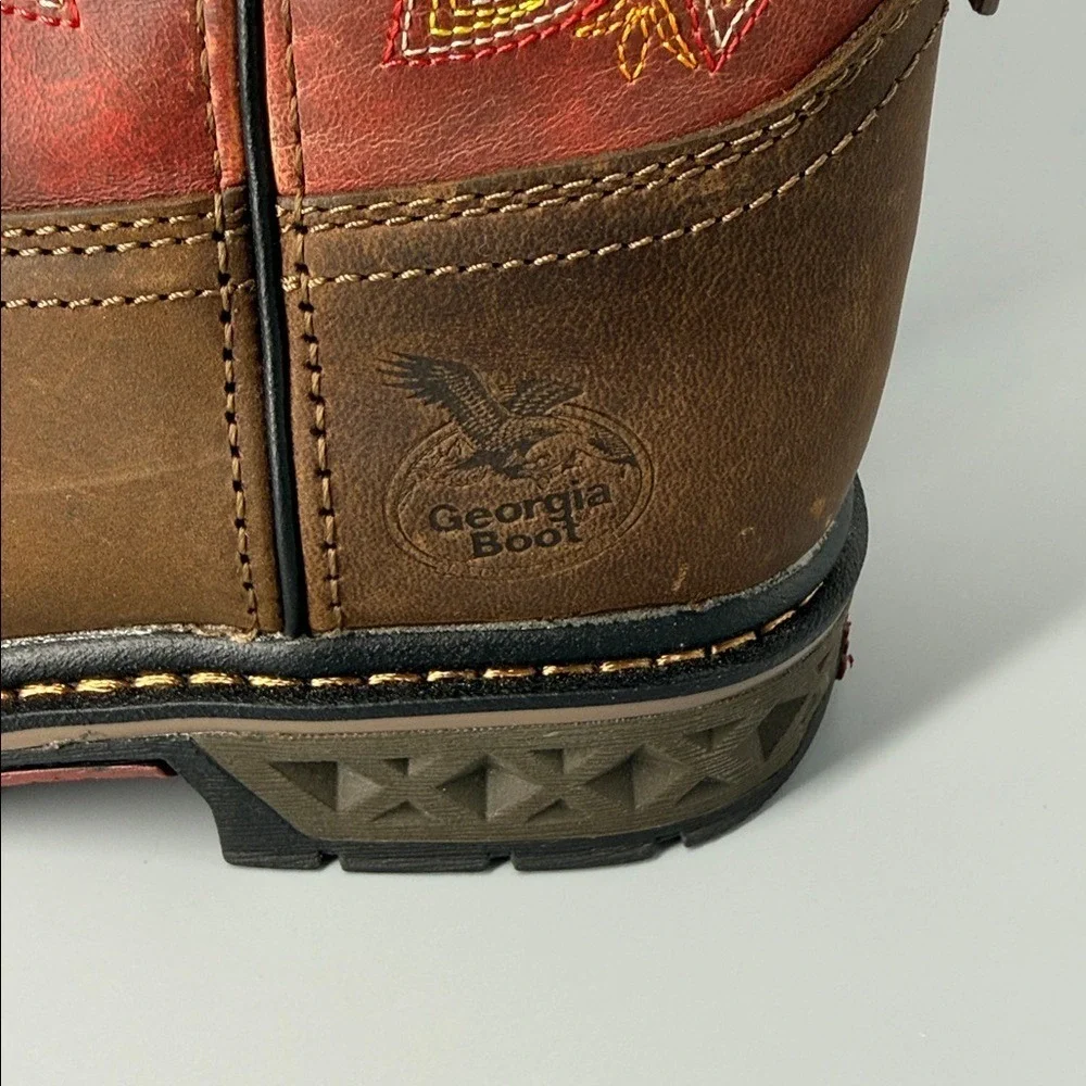 Georgia Kids‎ Red/ Brown Leather Carbo-Tec LT Pull-On Cowboy Boots Size 3M